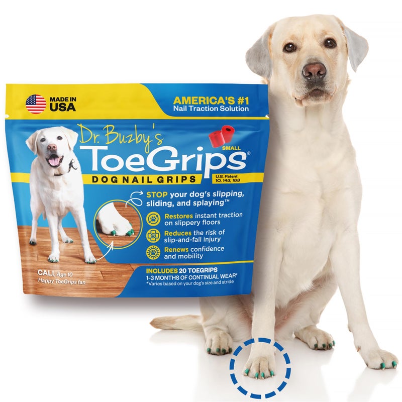 Dr. Buzby's Dr Buzby's Small ToeGrips for Dogs - Instant Traction on Wood/Hardwood Floors - Anti Slip Relief - Grippers for Senior Dogs - Stop Sliding Instantly - Rubber Nails for Paws - 1 Pack (20 Grips) - Image 1